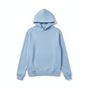 เสื้อฮู้ดแบบสวมหัวทรงปกติ สีพื้น ผ้าฝ้ายเฟรนช์เทอร์รี่ สีฟ้าอ่อน สำหรับผู้ชาย - Product Image 1