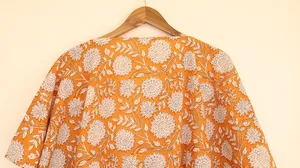Elegante Vestido Kaftan Rosa con Estampado Floral, Cuello en V, Holgado, de Algodón, Estilo Bohemio, Casual, para Vacaciones de Verano, para Mujer - Product Image 2