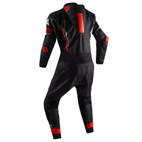 Traje de Motocicleta de Cuero Personalizado para Hombre, Negro y Rojo, Mono de MotoGP con Protectores Homologados CE, Traje de Carreras de Cuero para Motocicleta