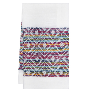 Set di 4 Tovaglioli in Lino-Cotone Stampato Etnico Bohemien 20x20 pollici Mode Living Cuzco - Set Accessori - Product Image 3