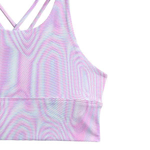 Women Solid Seamless <b>Racerback</b> Sports <b>Bra</b> Scoop Neck Medium Support Yoga Activewear Breathable Spandex Polyester/Nylon - Product Image 4
