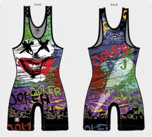 He She Wears Singlet de compression unisexe en polyester, sans manches, ajusté, avec impression de lettres par sublimation Joker, pour la lutte et le fitness - Product Image 6