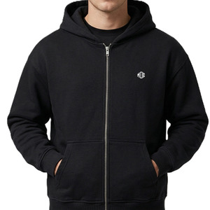 Bulk Production Cotton <b>Fleece</b> Men’s Hoodies Hoodie for Men Zip Up Regular Fit <b>Black</b> Hoodie Custom Branding Apparel Manufacturer - Product Image 2