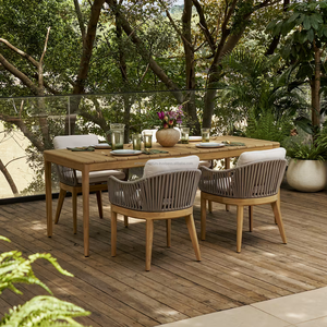 Contemporary Outdoor <b>Garden</b> <b>Set</b> 4 Seater Solid Teak Weather Resistant Cushions Non-Foldable ARDENA AGS-123 - Product Image 2