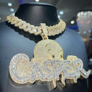 Pendentif élégant en argent 925, design à thème lettres, bijoux plaqués argent, style hip hop, bijoux unisexes. - Product Image 2