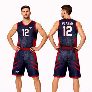 Uniforme de Baloncesto Personalizado al por Mayor en Rojo Marino, Conjunto de Camiseta y Pantalones Cortos Sublimados para Hombre, Ropa Deportiva Transpirable para Equipos Profesionales - Product Image 1
