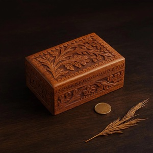 Eco-Friendly Rectangle <b>Wooden</b> <b>Box</b> for Jewelry Gift Storage-Soft Interior for Delicate Items Christmas Chinese New Year Tabletop - Product Image 2