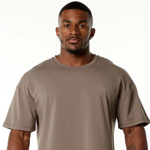 T-shirt Homme Oversize en Coton Premium 100% Coupe Boxy Épaules Tombantes Col Rond Manches Courtes Tissu Tricoté Solide Personnalisable - Product Image 5