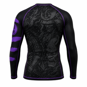New Custom Logo Black Purple MMA <b>Compression</b> <b>Shirt</b> <b>Men</b> Fitted Moisture Wicking Sublimation Print Mixed Martial Arts Apparel - Product Image 3