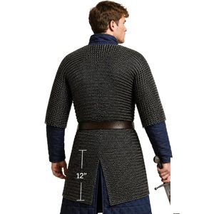 9mm Flat <b>Riveted</b> Stainless Steel Silver Plated Chainmail Shirt Haubergeon Medieval Maille Antique Modern Design - Product Image 3