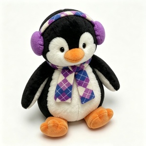 Peluche pingouin personnalisée avec cache-oreilles et écharpe violets, 31cm-50cm, super douce, pour enfants de 3 ans et plus - Product Image 2