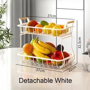 Panier à deux niveaux élégant et très demandé, créant une cascade de couleurs fluide, des pommes en haut aux oranges en bas. - Product Image 5