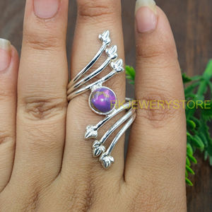 Bague en argent sterling 925 avec turquoise cuivrée naturelle, motif feuille et branche, faite à la main, pour femme, style bohème, bijou fantaisie unisexe - Product Image 4