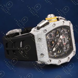 Montre mécanique artisanale en acier inoxydable, affichage analogique, mouvement automatique, diamants moissanite taille ronde, clarté VS VVS EF - Product Image 2
