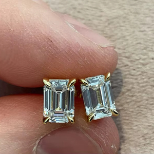 High Quality Moissanite 1CT Emerald Cut Flower <b>Stud</b> Earrings for Women's 925 <b>Silver</b> Fine Jewelry Engagement Charm Gift Partners - Product Image 1
