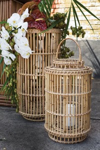 Juego de Faroles de Ratán Hechos a Mano, Portavelas de Bambú Natural, Decoración del Hogar, Estilo Rústico Asiático Bohemio, Decoración de Mesa y Jardín - Product Image 4
