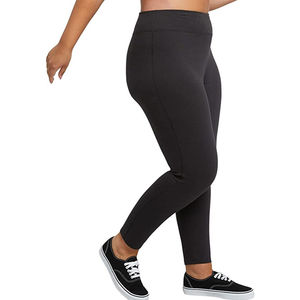 Leggings noirs taille haute longueur intégrale sans couture en tricot extensible pour le yoga et l'entraînement – Style basique uni pour femme toutes saisons - Product Image 2