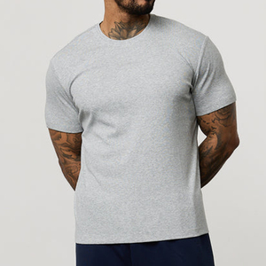 Camiseta de Hombre, Gris, Manga Corta, Cuello Redondo, Corte Regular, Algodón Jersey, Color Sólido, Diseño Liso Tejido - Product Image 1