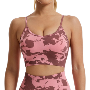 Conjunto de yoga personalizado para mujer, con estampado abstracto tie-dye, conjunto de yoga sin costuras con efecto levanta glúteos, conjunto de yoga con estampado abstracto tie-dye. - Product Image 6