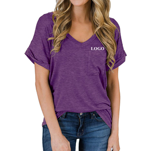 Camisetas de Algodón Lisas para Mujer, Estilo Moderno, Verano 2026, Cuello Redondo, Manga Corta, Personalizables - Product Image 3