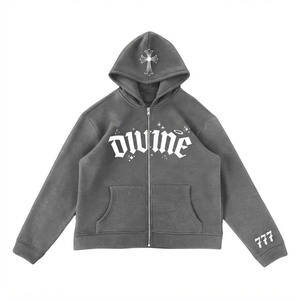 Men's Custom Full <b>Zip</b> <b>Hooded</b> Sweatshirt 100% Cotton Fleece Lined Casual Hoodie Custom Logo Winter Wholesale OEM Supplier Factory - Product Image 5