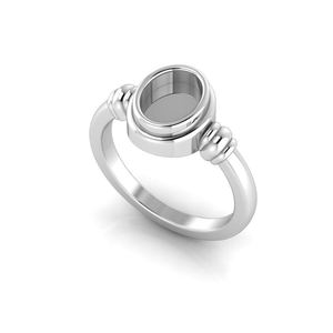 Anillo Ovalado Liso de Plata de Ley 925 de 8x6mm con una Piedra, Hecho a Mano, Unisex, Base para Anillo de Piedra de Nacimiento en Blanco para Mujer y Hombre - Product Image 1