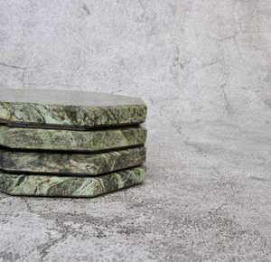 Elegant Premium Indian Green Extra Octagonal <b>Marble</b> <b>Coasters</b> Natural Stone Flamed Finish Waterproof Table <b>Coasters</b> for Home - Product Image 6