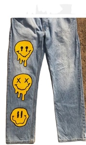 Custom Made High Waist Hip Hop Denim Jeans Acid Wash Laser Print Digital Print Distress Embroidered Water Print - Product Image 6