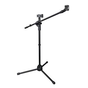 Supporto per microfono nero con braccio snodato e doppio supporto per microfono per strumenti musicali - Product Image 1