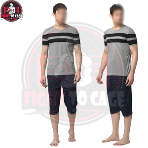 ชุดเสื้อเชิ้ตแขนสั้นและกางเกงขาสั้นสำหรับผู้ชาย สีเทา-ดำ ตัดกันสวยงาม ระบายอากาศได้ดี น้ำหนักเบา แห้งเร็ว เนื้อผ้านุ่ม สวมใส่สบาย เหมาะสำหรับฤดูร้อน ขายดี - Product Image 5