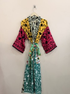 Assorted Colorful Viscose Georgette Kimono <b>Robe</b> For <b>Women</b> Handmade Phulkari Embroidered Long Duster Jacket - Product Image 3