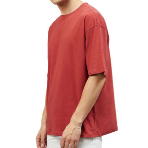 T-shirt en coton épais 230g à manches courtes, avec ourlet cousu et bordure patchwork, prix FOB de gros - Product Image 6