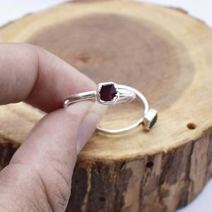 Raw Garnet Silver Plated <b>Ring</b> 5 to 7mm Electroplated Engagement <b>Ring</b> Handmade <b>Statement</b> Jewelry Gift for Women - Product Image 6