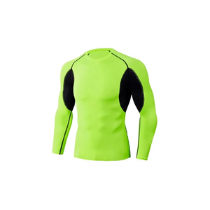 Conjunto de compresión de manga larga naranja para hombre, cuello redondo, de secado rápido, de spandex y poliéster, top de manga larga y pantalones, kit sólido para todas las estaciones - Product Image 6