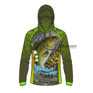 Chemise de pêche personnalisée imperméable et respirante à capuche et manches longues, anti-UV 50+, séchage rapide, pour entraînement en extérieur, vente en gros - Product Image 6
