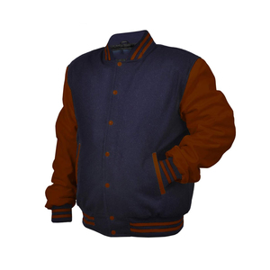 Chaqueta Varsity con Estampado de Lana y Mangas de Cuero Genuino, Estilo Casual, Resistente al Viento, Chaqueta Universitaria para Club o Equipo - Product Image 2