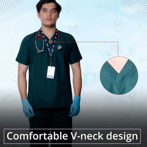 Blouse de laboratoire en coton, service OEM, ensemble de blouses et pantalons d'hôpital en coton et polyester tissé, uniforme d'hôpital unisexe - Product Image 2