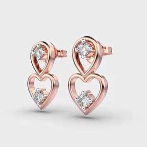 Boucles d'oreilles en diamants certifiés d'excellente qualité en or 14K 18K, bijoux fins de haute qualité pour femmes, disponibles à la vente - Product Image 5