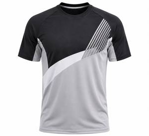 เสื้อยืดคอกลมแขนสั้นผู้ชายแบบแห้งเร็วเป็นมิตรกับสิ่งแวดล้อม พิมพ์ลายโลโก้ลายเรขาคณิตด้วยความร้อน 100% - Product Image 5