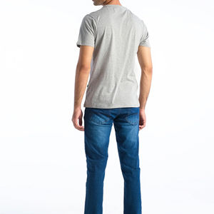 Camiseta de Manga Corta para Hombre, Cuello Redondo, Color Gris, Corte Regular, Informal, 100% Algodón Jersey, Color Sólido - Product Image 1