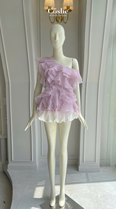 Blusa Elegante Coshe Remmy de un Solo Hombro, Diseño Sexy y Chic en Organza Transparente para Uso Diario Informal, Eventos de Verano, Estilo Dulce con Flecos - Product Image 6