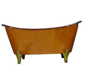 อ่างอาบน้ำทองแดงธรรมชาติแบบตั้งพื้น ทรงสองส่วน ผิวทองแดงขัดเงา ทำด้วยมือ - Product Image 4