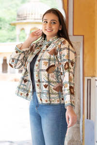 Veste brodée à motif gaufré floral pour femmes, design texturé fait main, manches longues, mode indienne, tenue décontractée, vente en gros - Product Image 2