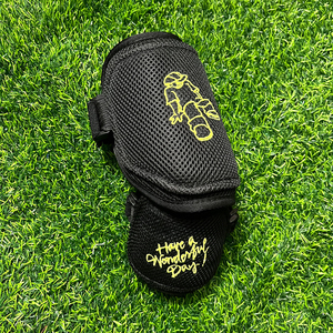 Protector de Codo de Malla Negra con Estampado Amarillo de Dibujos Animados y Texto 'Have A Wonderful Day', Equipo de Protección Deportiva para Adultos - Product Image 3