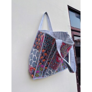Bolso Tote de Algodón Acolchado con Estampado de Jungla y Bordado Bohemio, Diseño Panelado, Parte Superior Abierta, Estilo Compras, para Todas las Estaciones, Viajes y Uso Diario - Product Image 6