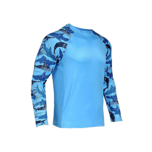 Chemise de pêche à manches longues bleue pour homme avec imprimé marlin, sublimation, protection anti-UV UPF 50 - Product Image 3