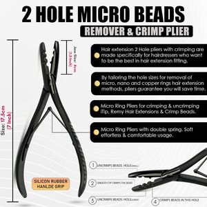 Hair Extension Tool Kit Stainless Steel Hook Needle Loop Brush <b>Pliers</b> <b>Set</b> Black for Salon Professional Hair Extensions - Product Image 4