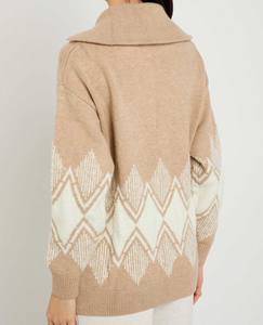 Pull zippé pour femme effet tricot torsadé - Pull d'hiver classique - Tricot doux et respirant pour femme, mode automne - Product Image 3