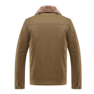 Men's Brown <b>Canvas</b> <b>Jacket</b> With Faux Fur Lining Turn-down Collar Windproof Workwear Style Winter Wear - Product Image 4