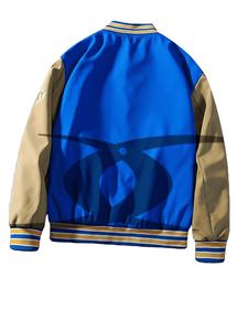 Venta al por mayor de los hombres botón Letterman Varsity chaquetas de piel de oveja de béisbol personalizado bordado parches de cuero de punto de manga de invierno - Product Image 2